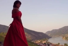 Red Dress On Castle with Desiree